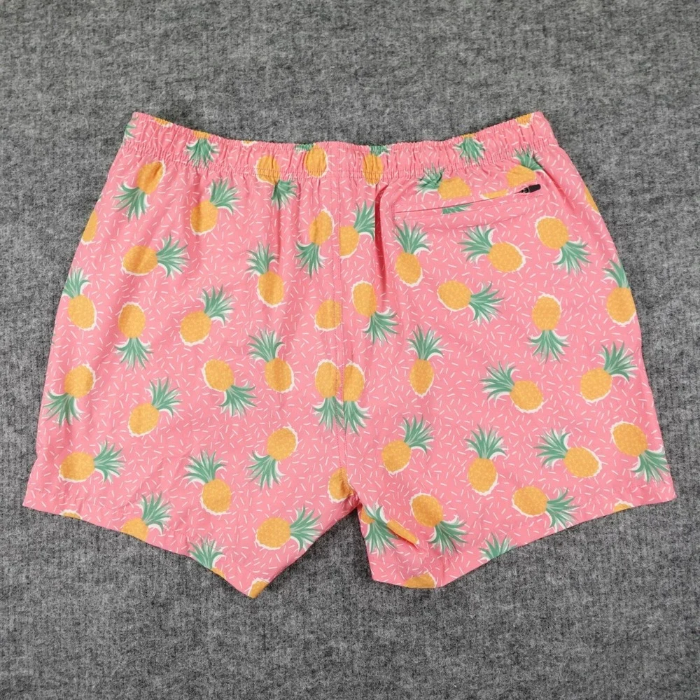 Bear Bottom Swim Trunk Mens 2XL Pink Pineapple Print Mesh Lined Pool‎ Beach